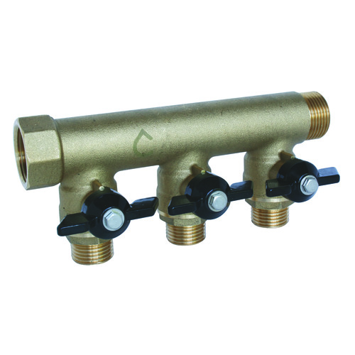 Collecteur mâle-femelle 1'' (26/34), 3 départs mâle 1/2'' (15/21), pour sanitaire et chauffage - Somatherm
